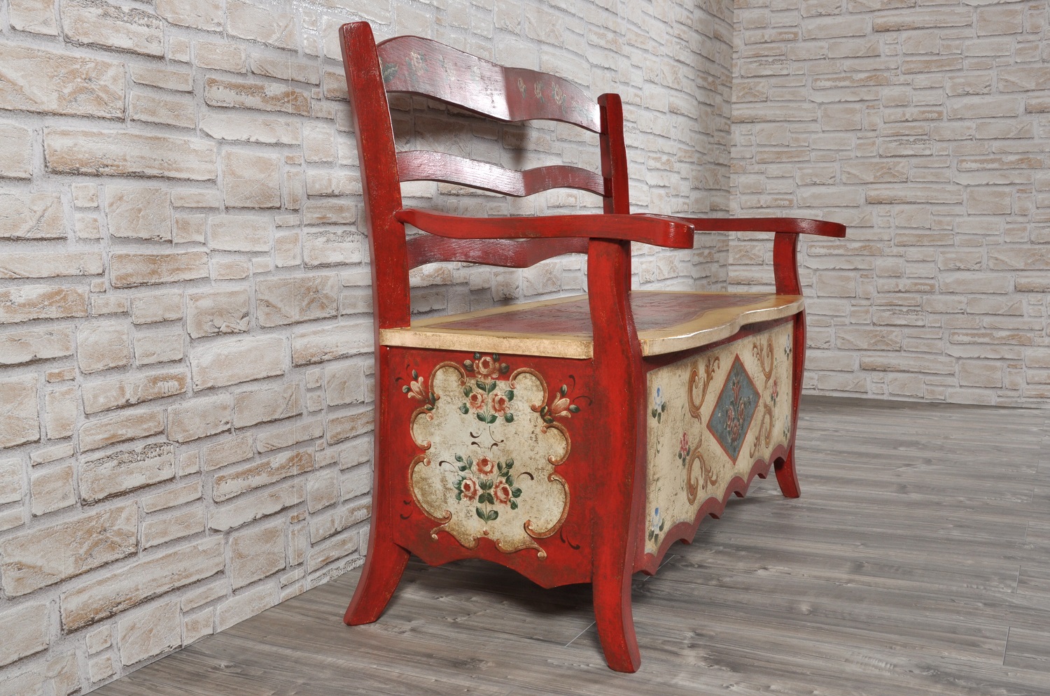 pregiata panca divanetto di lusso decorato a mano con fiori e barocchi realizzato su misura