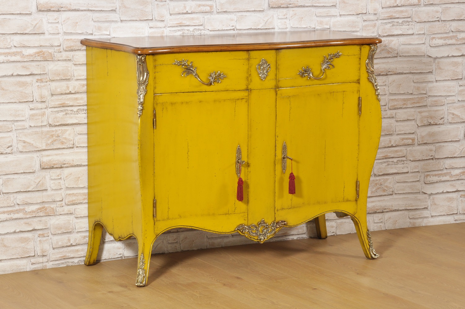 Luxury Curved Sideboard In Cherrywood Metamorphic Yellow Two Tone Lacquered Reproduced In Louis Xv Style Mobili Vangelista