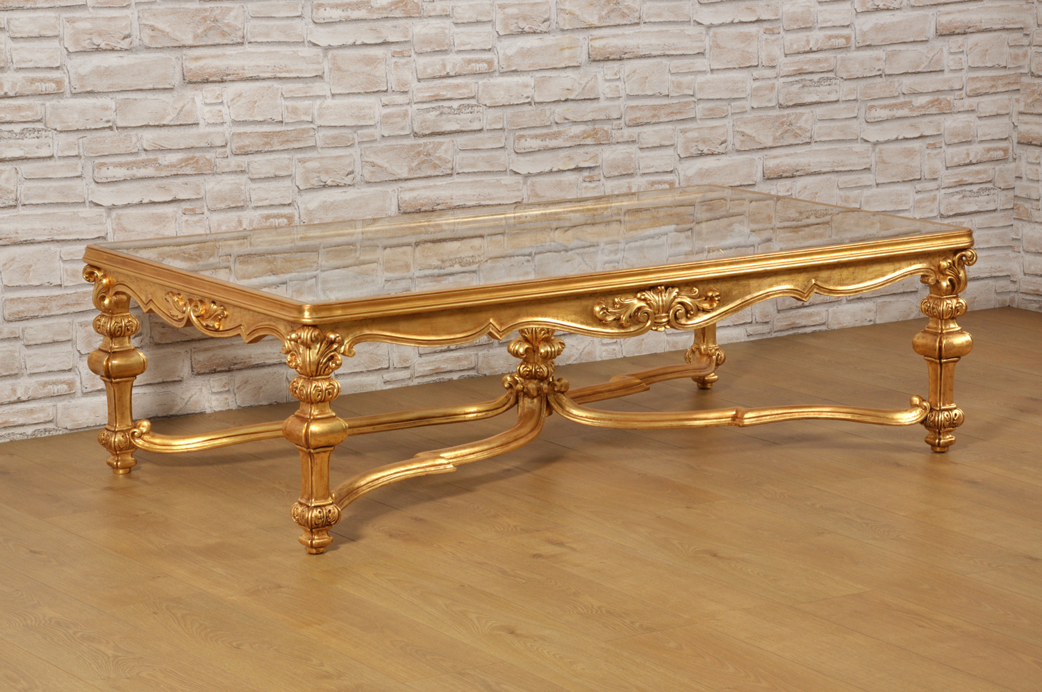 tavolino da salotto di grandi dimensioni dorato e scolpito a mano nello stile veneziano barocco Luigi XIV